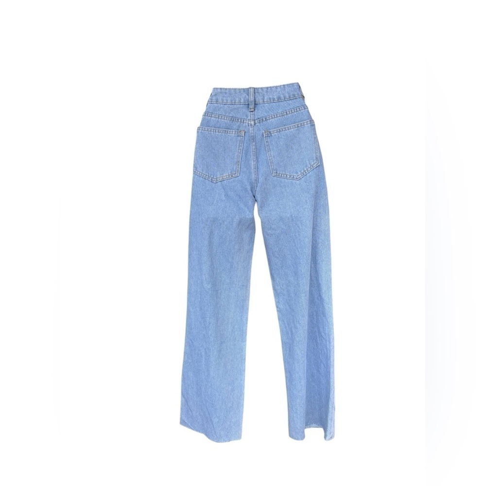 Between Us women’s hearts rhinestones wide led denim jeans raw hem size 0 used - Picture 7 of 9